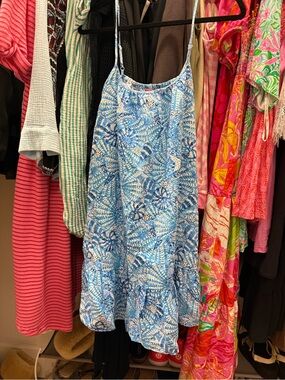Lilly Pulitzer Blue and White Printed Cotton Sundress